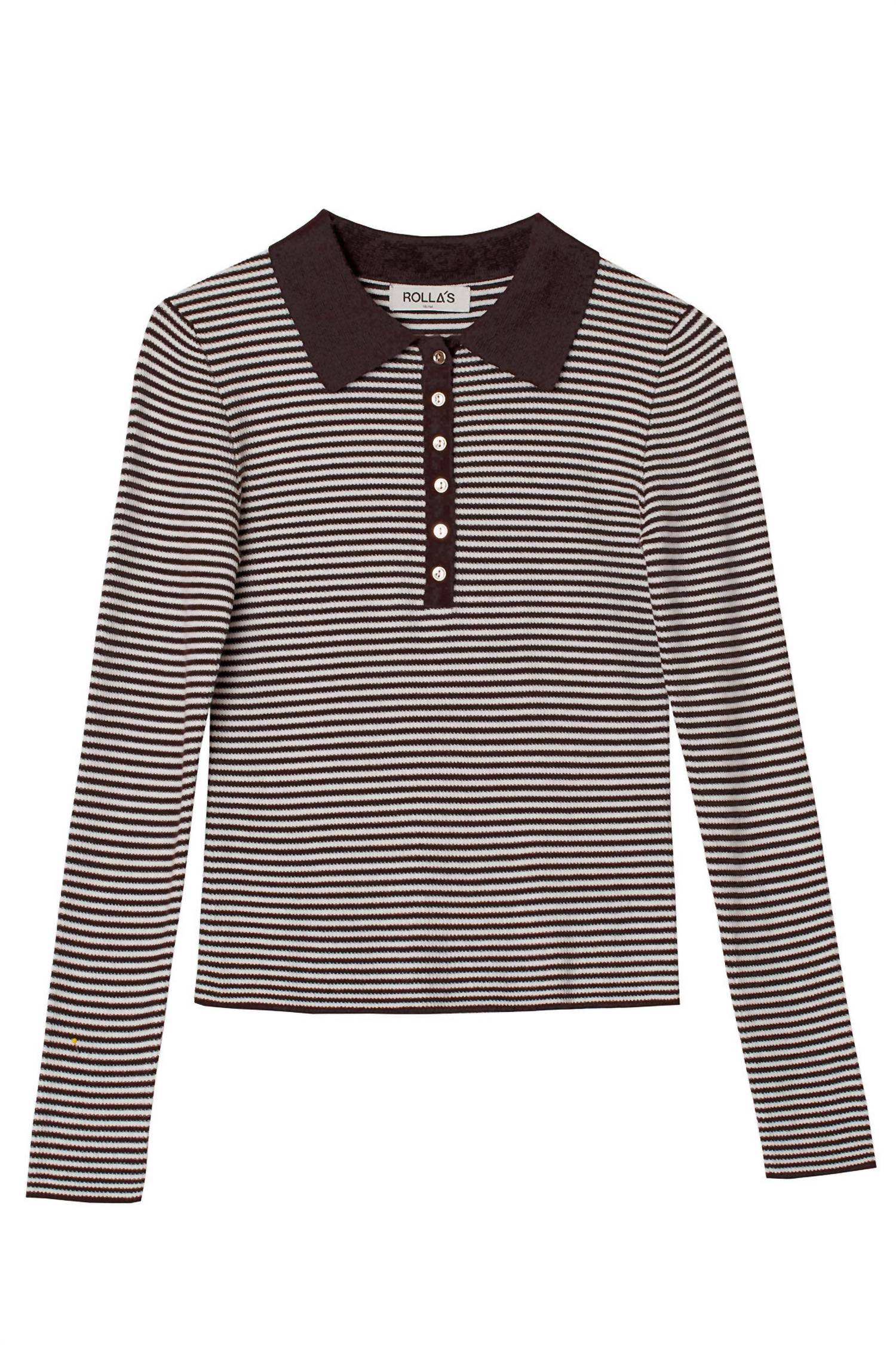 ROLLA'S Stripe Knit Top in chocolate - women's long sleeve top - view 4