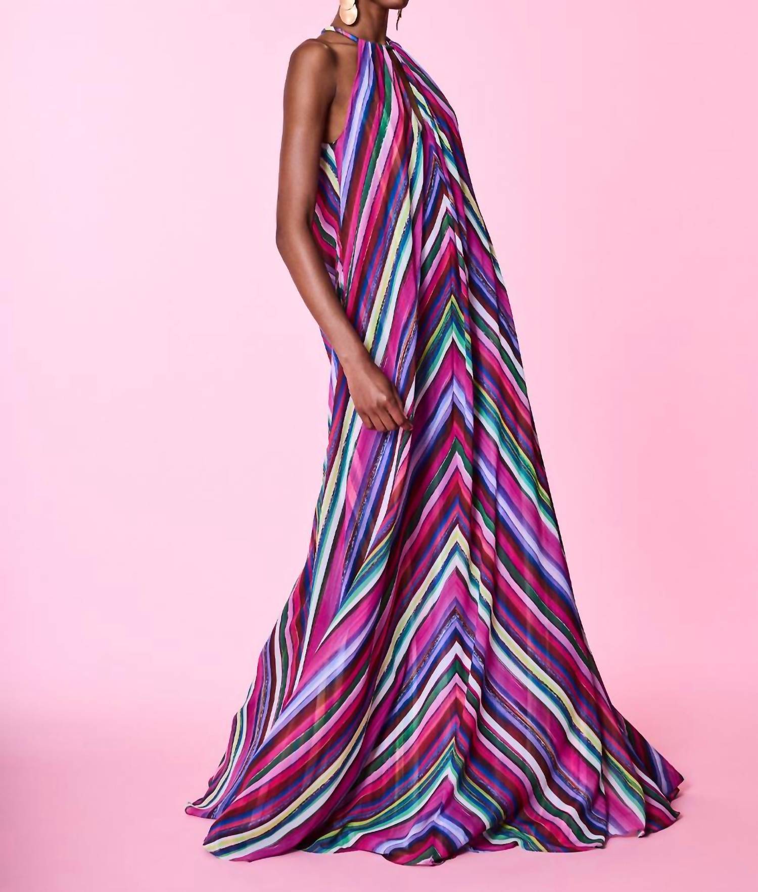 Badgley Mischka - Stripe Halter Gown