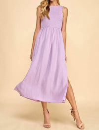 TCEC Palmer Smocked Bodice Midi Dress in lavender - women's dress