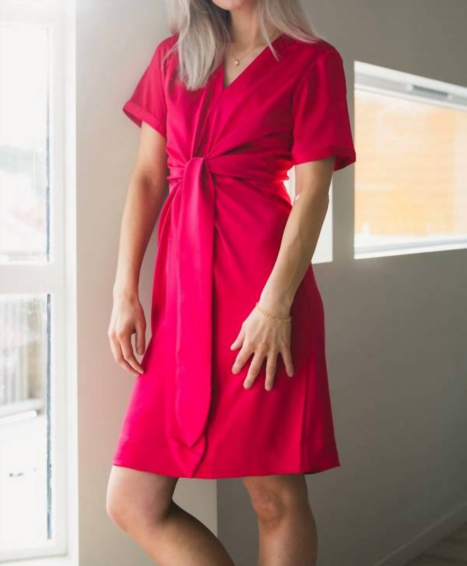 Karmamia Women's Blair Short Dress in semi rich deep pink - women's dress