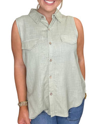 Blu Pepper - Button-up Sleeveless Top