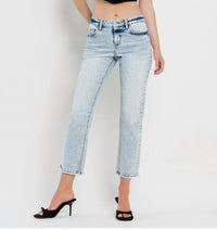 VERVET BY FLYING MONKEY Mid Rise Regular Straight Like A Boss Jeans in light blue - women's jeans