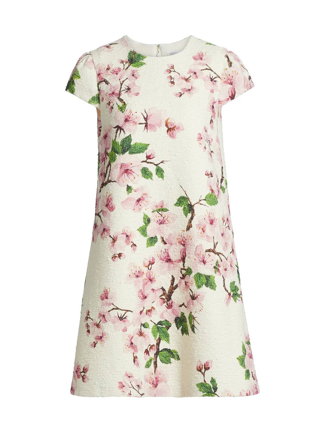 Oscar De La Renta - Cherry Blossom Cap Sleeve Embroidered Dress