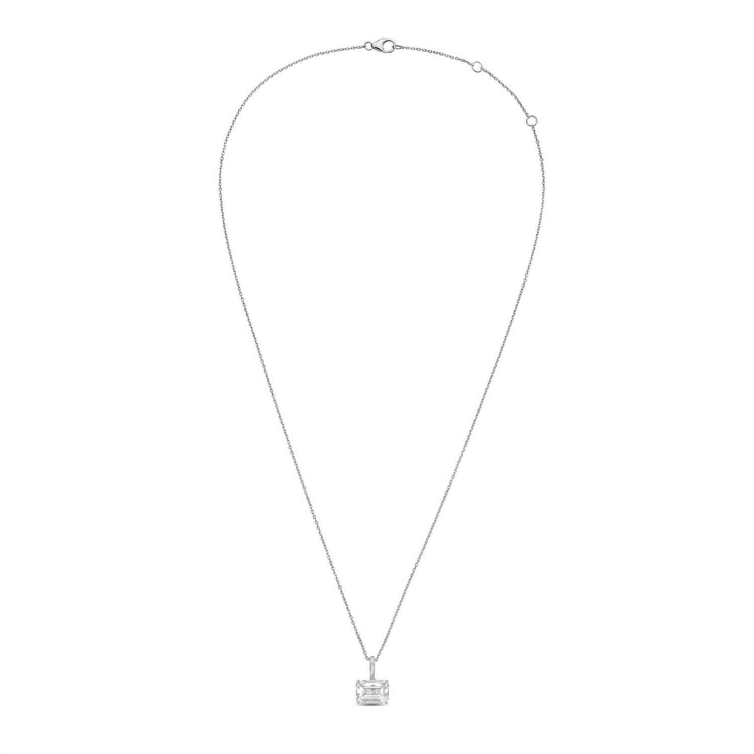 Diana M Jewels - 1.00 Ct Lab-grown Emerald-cut Diamond East–west Solid Bail Pendant Necklace