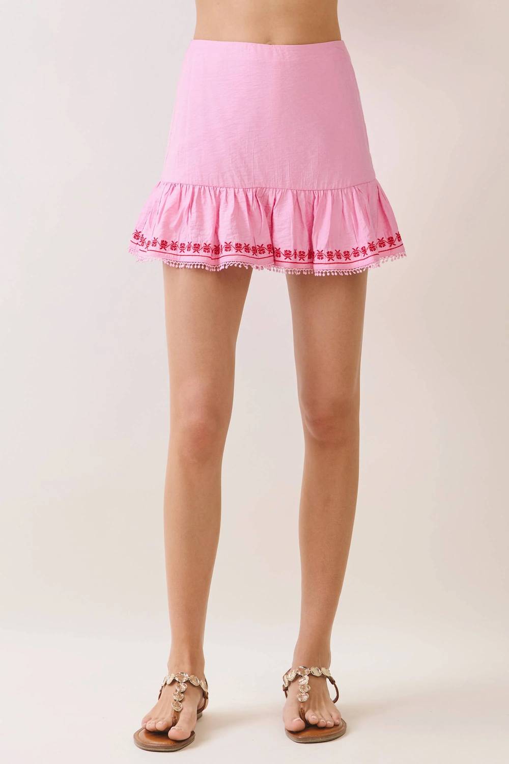 Tcec - Ruffle Hem Detail Mini Skirt