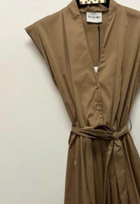 Leo & Ugo - Women's Cotton Poplin Side Pocket Belted Dress