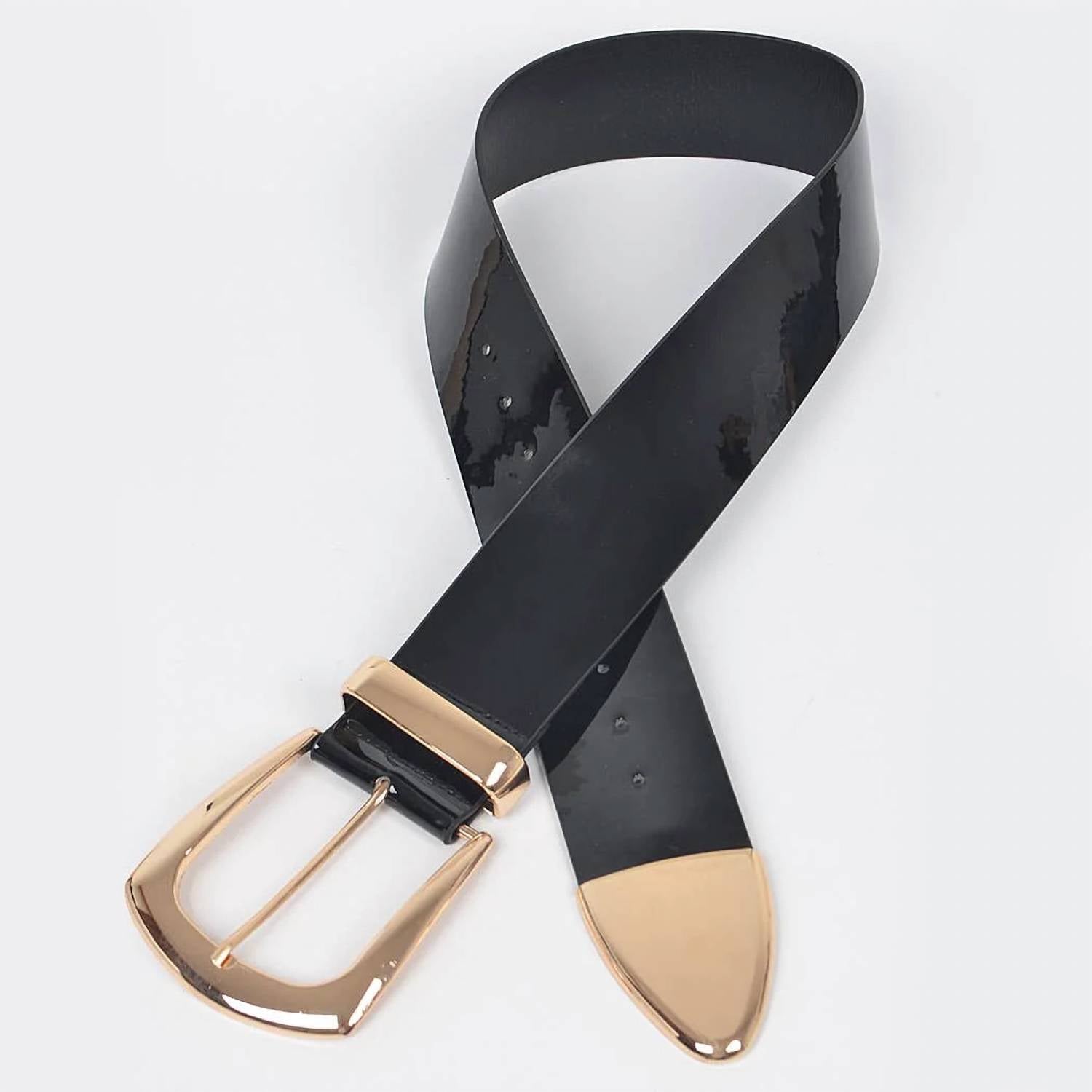 3Am By H&D Accessories - Women's Vegan Patent Leather Wide Belt - Plus