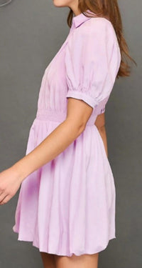 Umgee - Puff Sleeve Smocked Waist Mini Dress