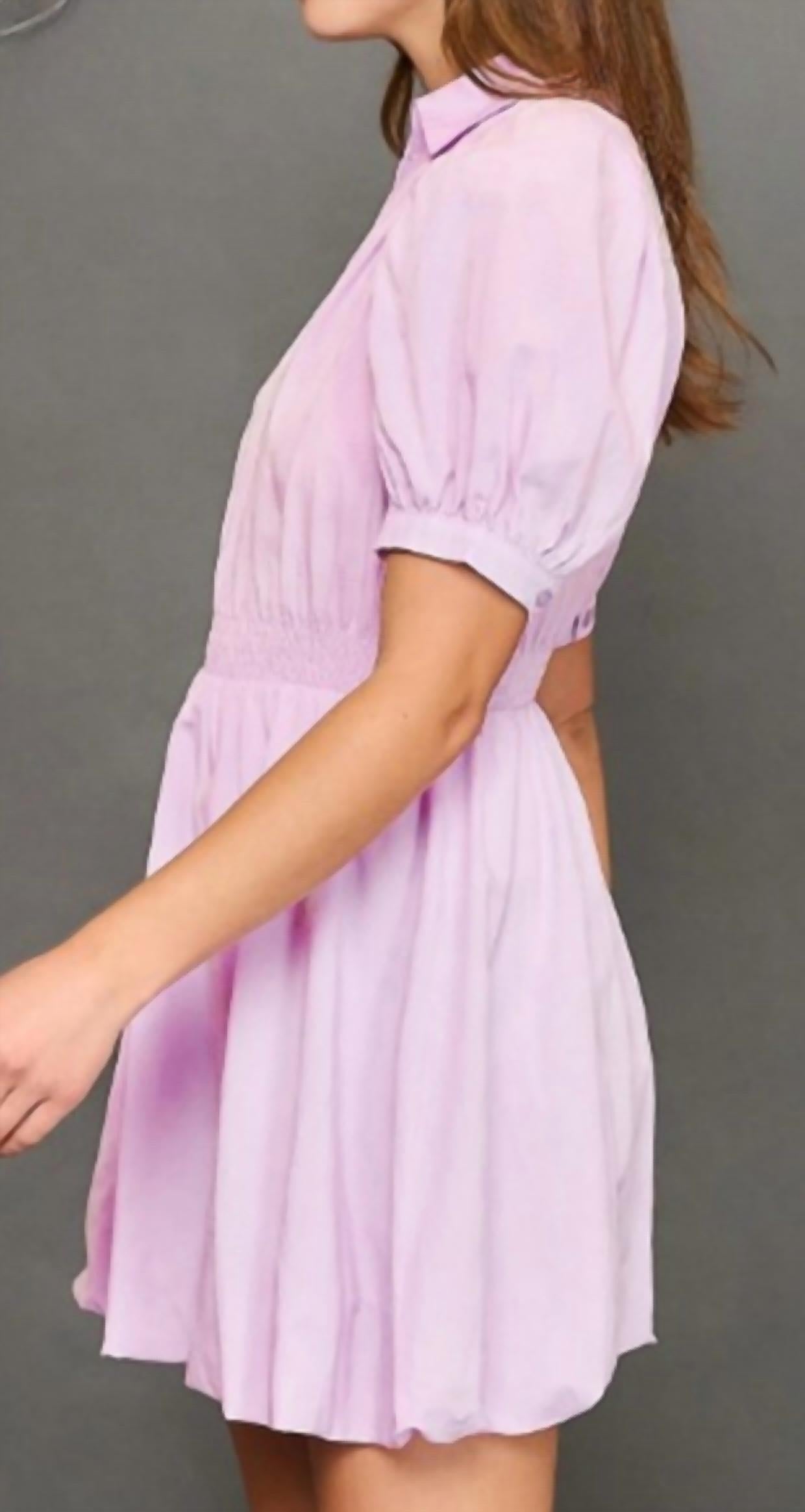 Umgee - Puff Sleeve Smocked Waist Mini Dress