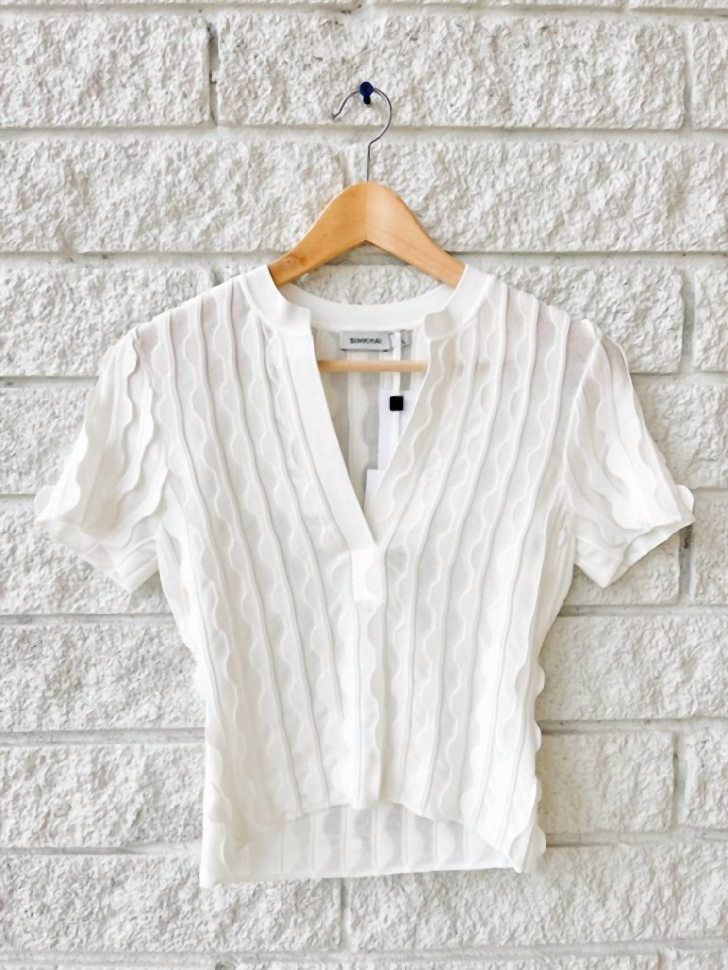 Simkhai - Mallorie Scalloped Knit Polo Shirt