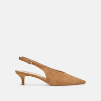 Dolce Vita Women's Alenna Sling-back Heels in light brown suede - women's heels - detail view