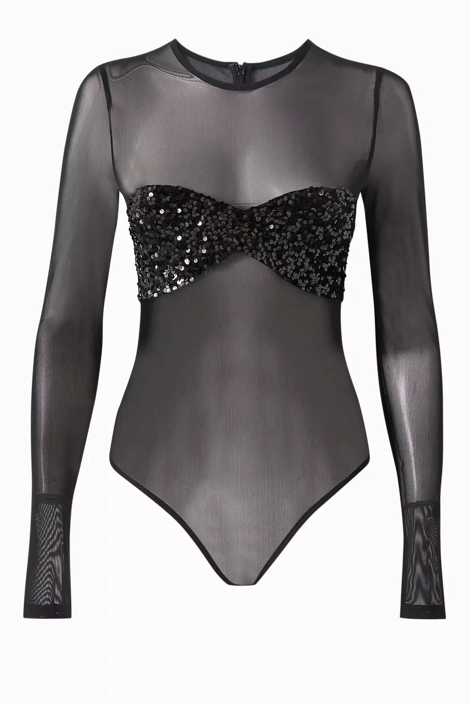 MISHA Callista Sequin-embellished Bodysuit in black - women's shirt - view 4