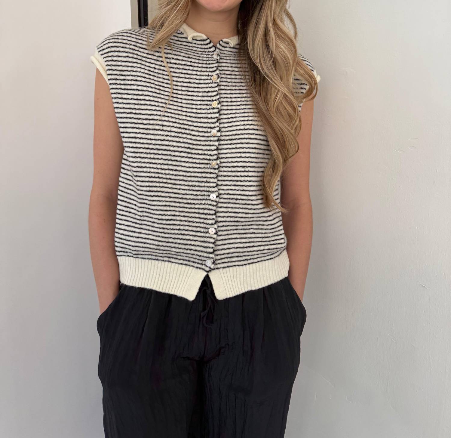 Things Between - Sadie Striped Knit Button Top