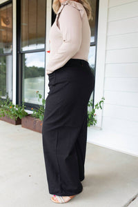 ee:some Cotton Blend Wide Leg Pants - Plus in black - women's pants - alternate view