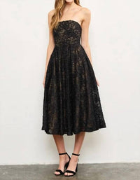 Mustard Seed - Strapless Overlay Lace Midi Dress