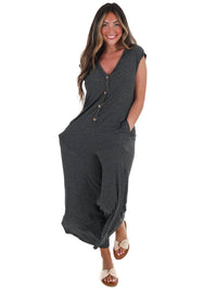 Very J - Easy Days Striped Jumpsuit