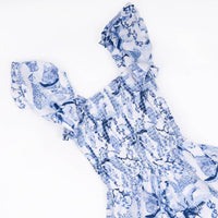 8 Oak Lane - Leopard Palms Smocked Flutter Sleeve Dress