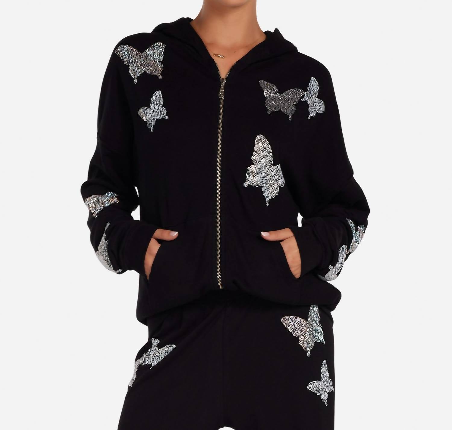 Lauren Moshi - Koa Crystal Zip Hoodie
