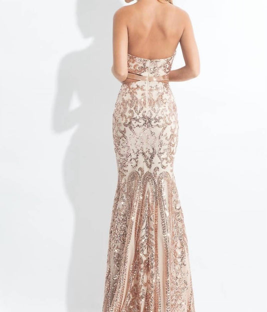 Rachel Allan - Sequin Prom Dress With Cutouts