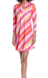 Tyler Boe Johnny Asymmetrical Stripe Shirt Dress in pink multi - women's dress - view 4