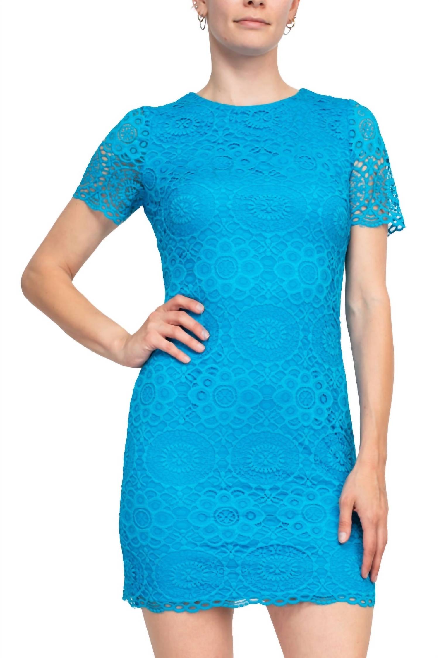 Laundry By Shelli Segal - Crew Neck Shift Lace Dress