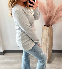Michelle Mae - Ribbed Long Sleeve Henley Top