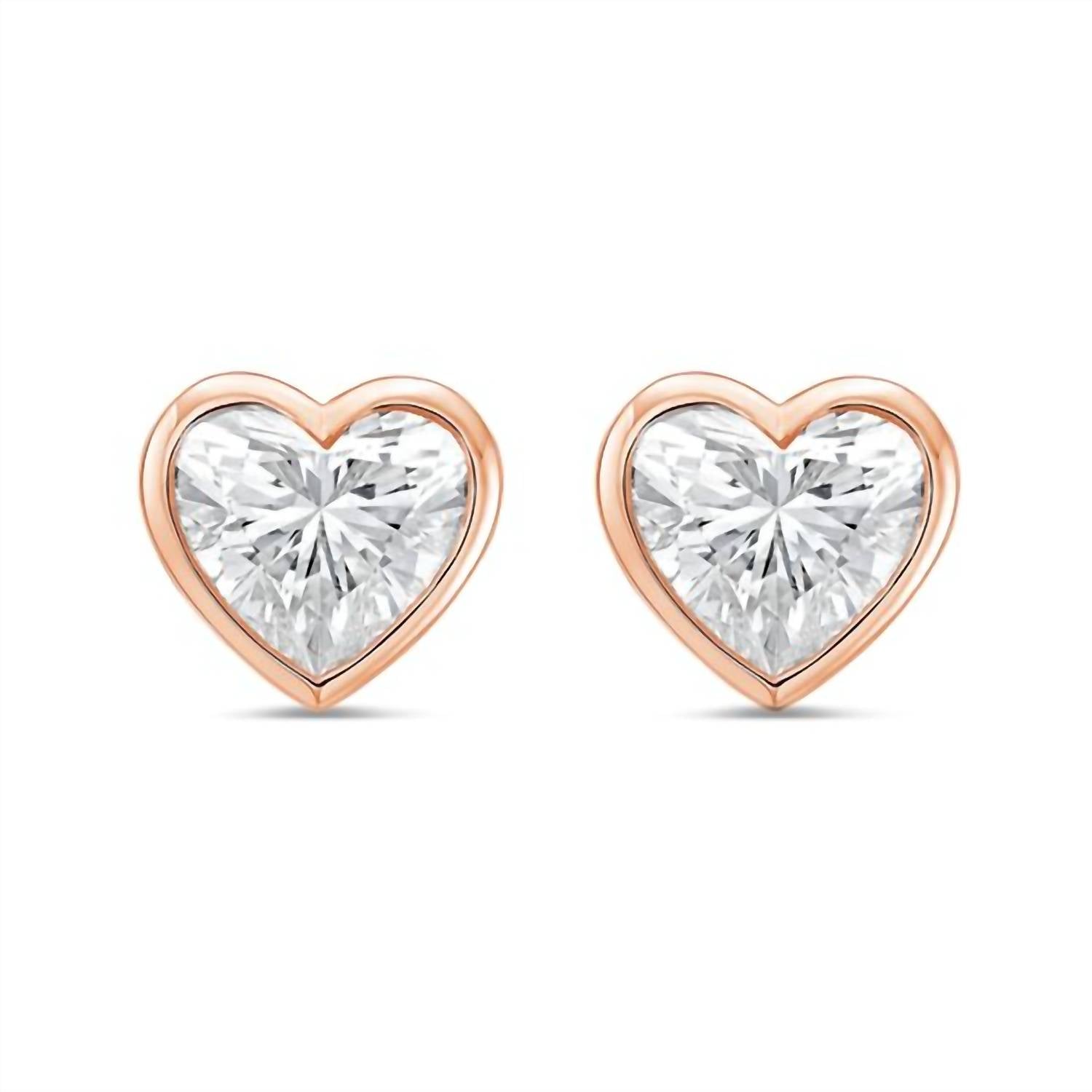 Diana M Jewels - Women's Heart Lab-Grown Diamond Stud Earrings (1.50 Ct) - Petite