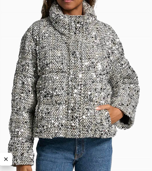 Milly - Hayes Sequin Tweed Puffer Jacket