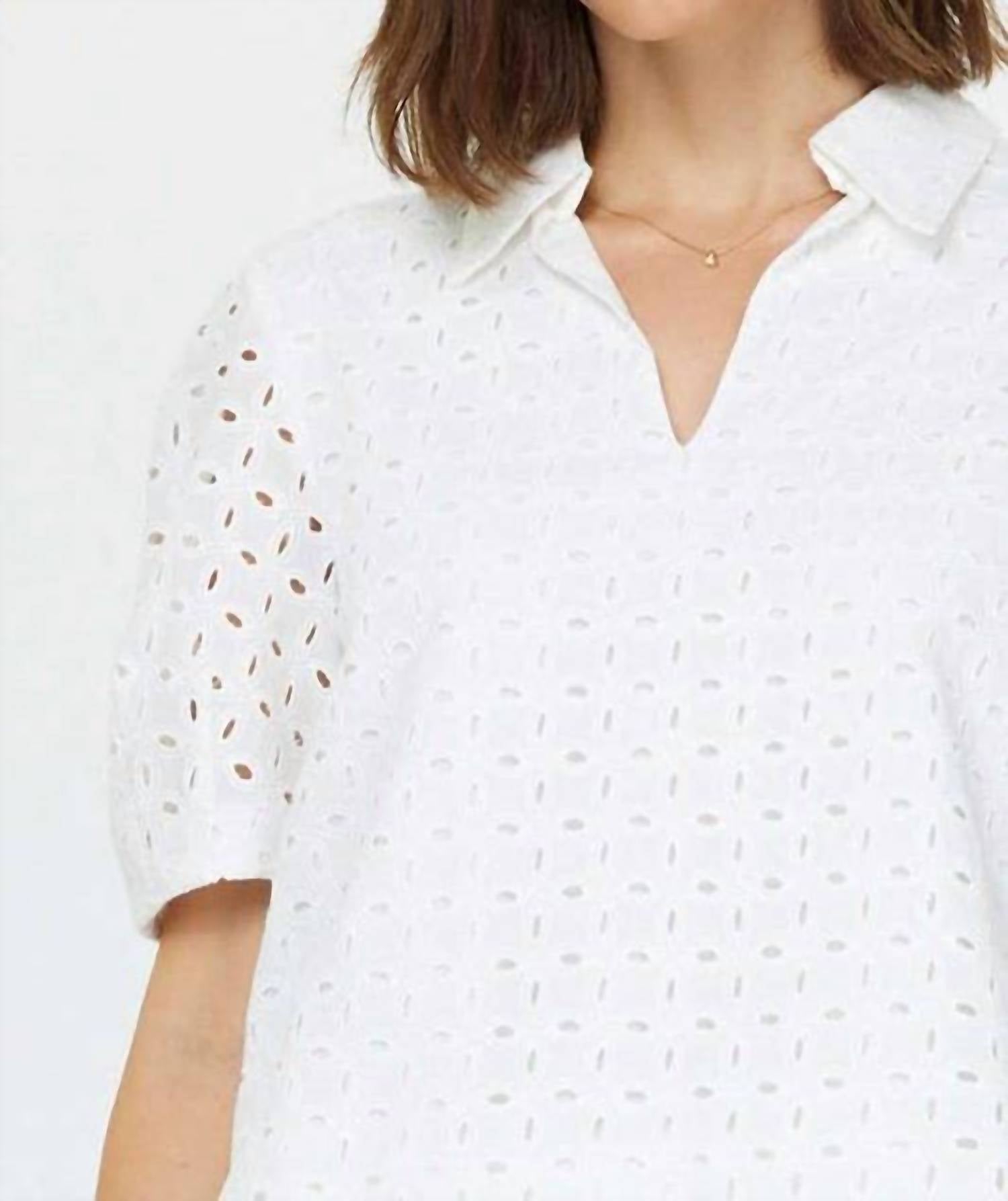 Current Air - Eyelet Short Sleeve Blouse