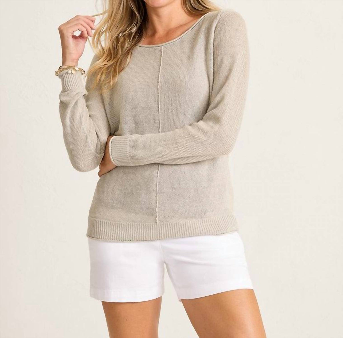 TOMMY BAHAMA Cedar Linen Bateau Neck Sweater in natural - women's sweater - detail view