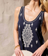 Karen Kane - Embroidered Sleeveless Midi Dress