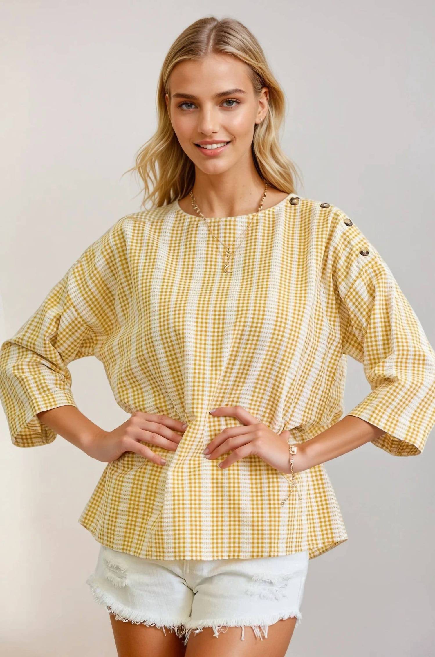 Doe And Rae - Drop Shoulder Checker Top