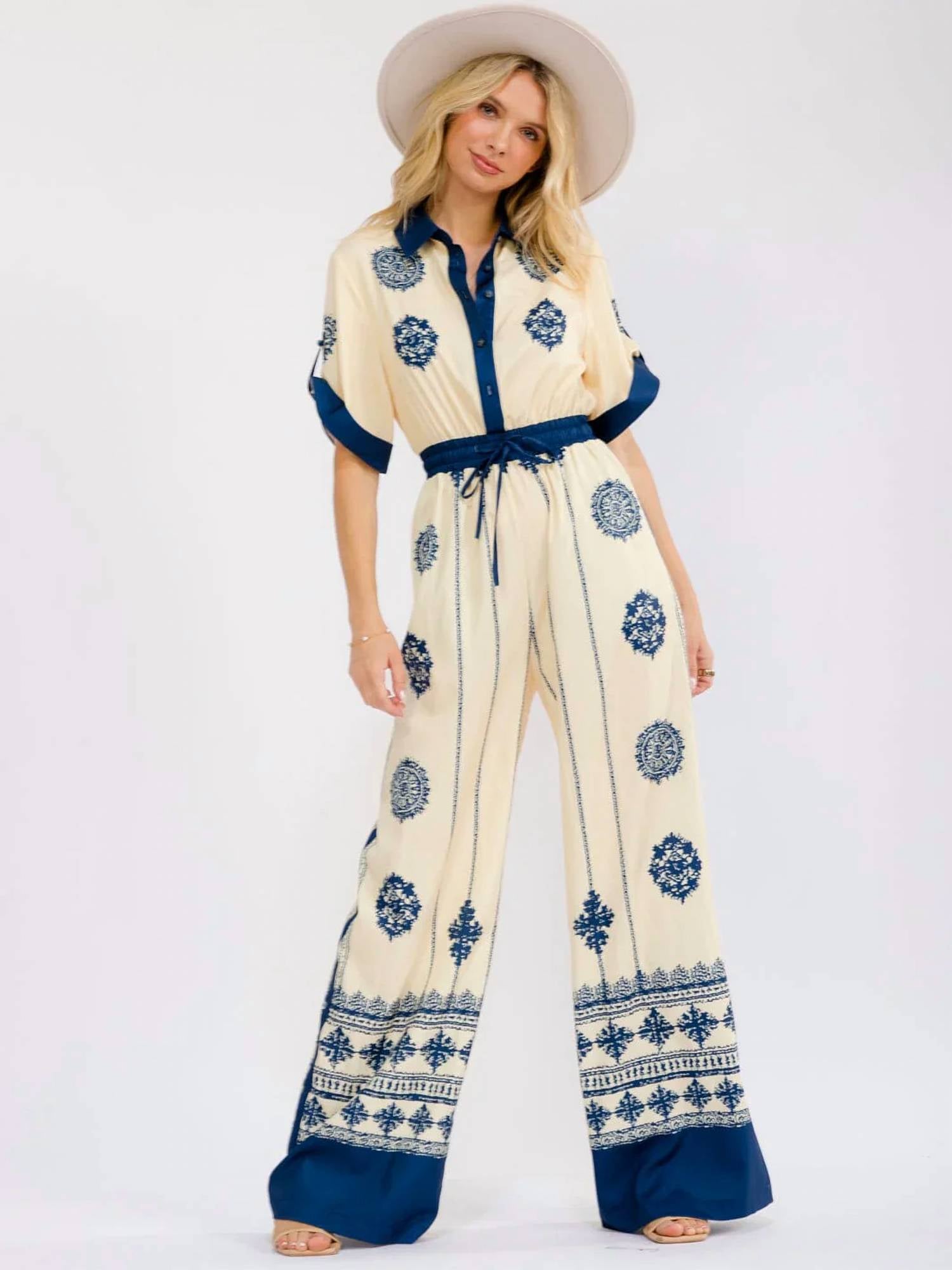 Little Secret Of Mine - Printed Wide Leg Jumpsuit