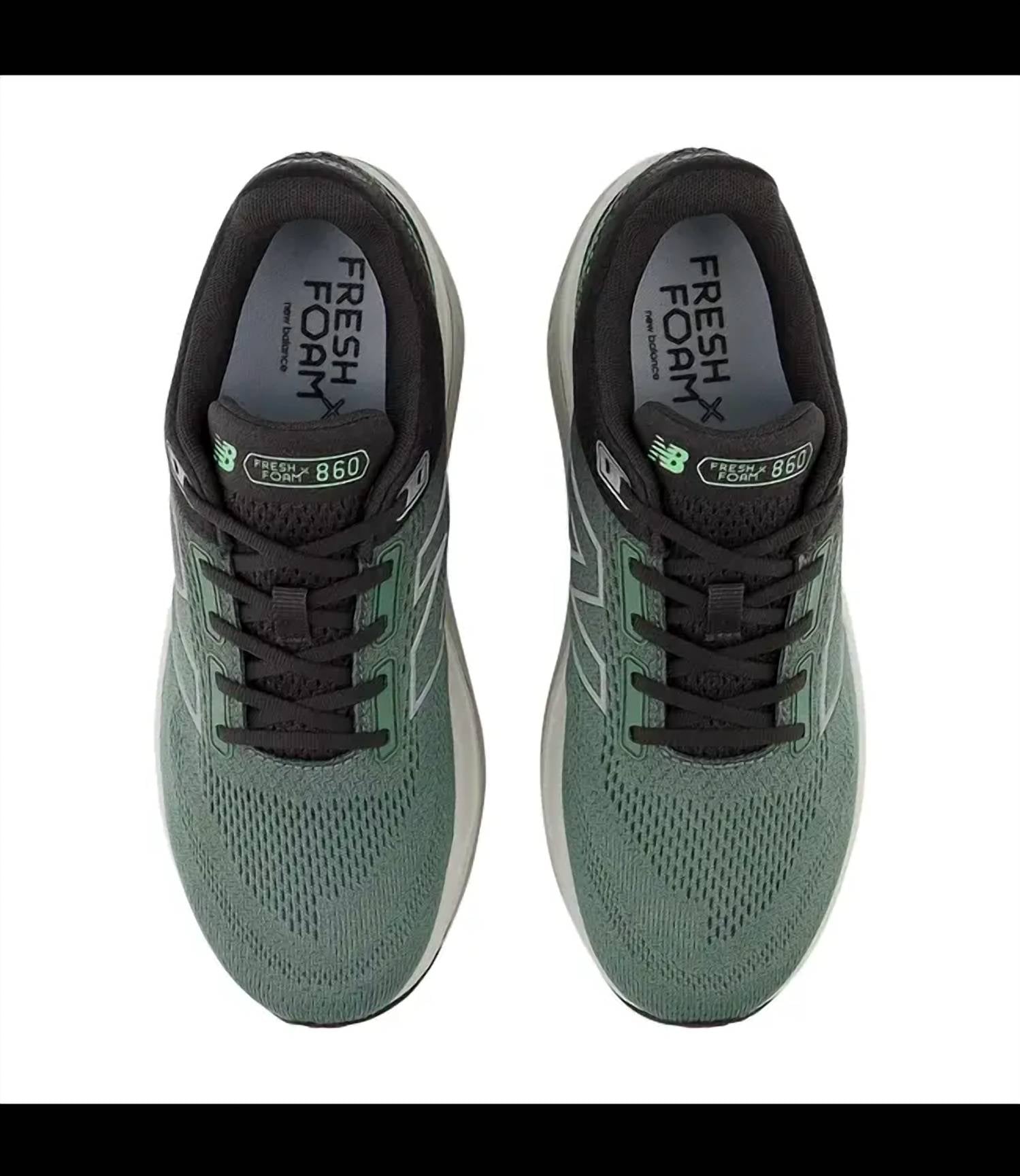 New Balance Men's Fresh Foam X 860v14 Running Shoes in green black 2 - men's shoe - alternate view