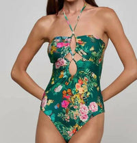 L'Agence - Botanical Halter One-piece Swimsuit
