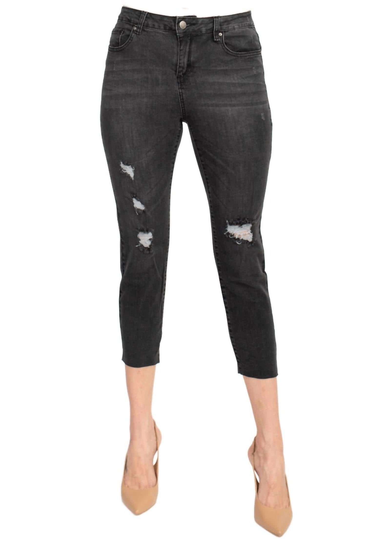 Velvet Heart - Mid Waist Stretch Cropped Jeans