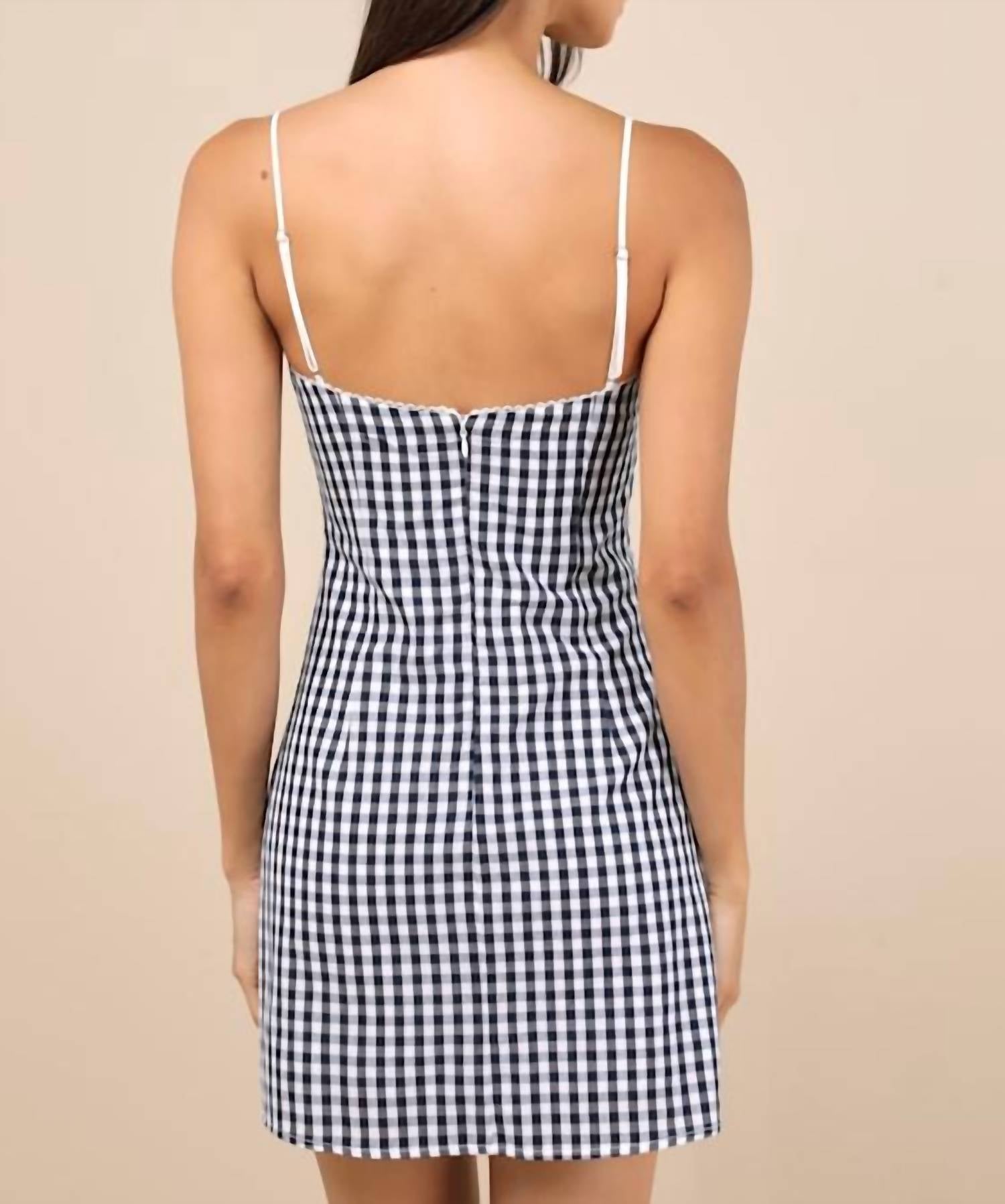 NIA Serrano Mini Dress in navy - women's dress - detail view