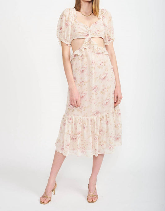 En Saison - Kika Floral Cut Out Midi Dress