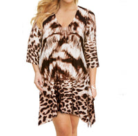 J.Valdi - Plus Size Animal Print Sharkbite Tunic