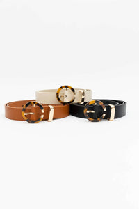 Leto - Women's Tortoise Shell O-ring Buckle Belt