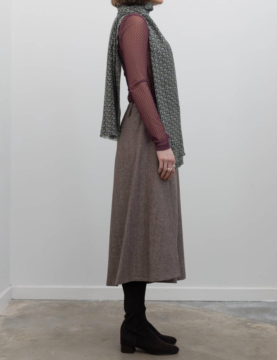 Collective Herringbone Wide Leg Culotte Pants in brown - women's pants - alternate view