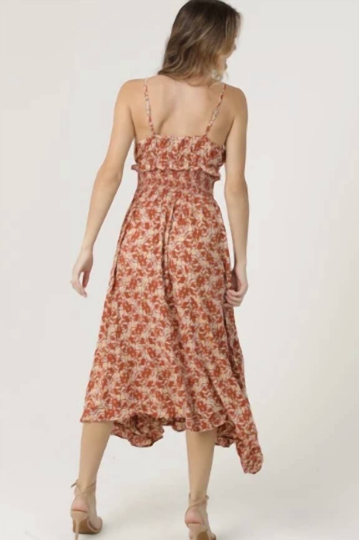Angie - Ruffles And Lace Midi Dress