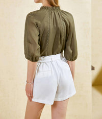G.D.S. Isabetta Blouse in khaki - women's blouse - detail view
