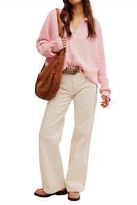 Free People Travis Polo Top in pale rosette - women's long sleeve top - view 4