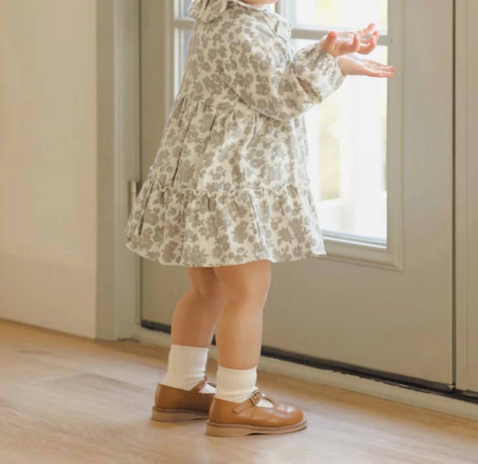 Quincy Mae - Girl's Ruffle Collar Button Dress