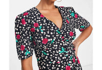 Nobody'S Child - Cherry Short Sleeve Button Front Mini Dress