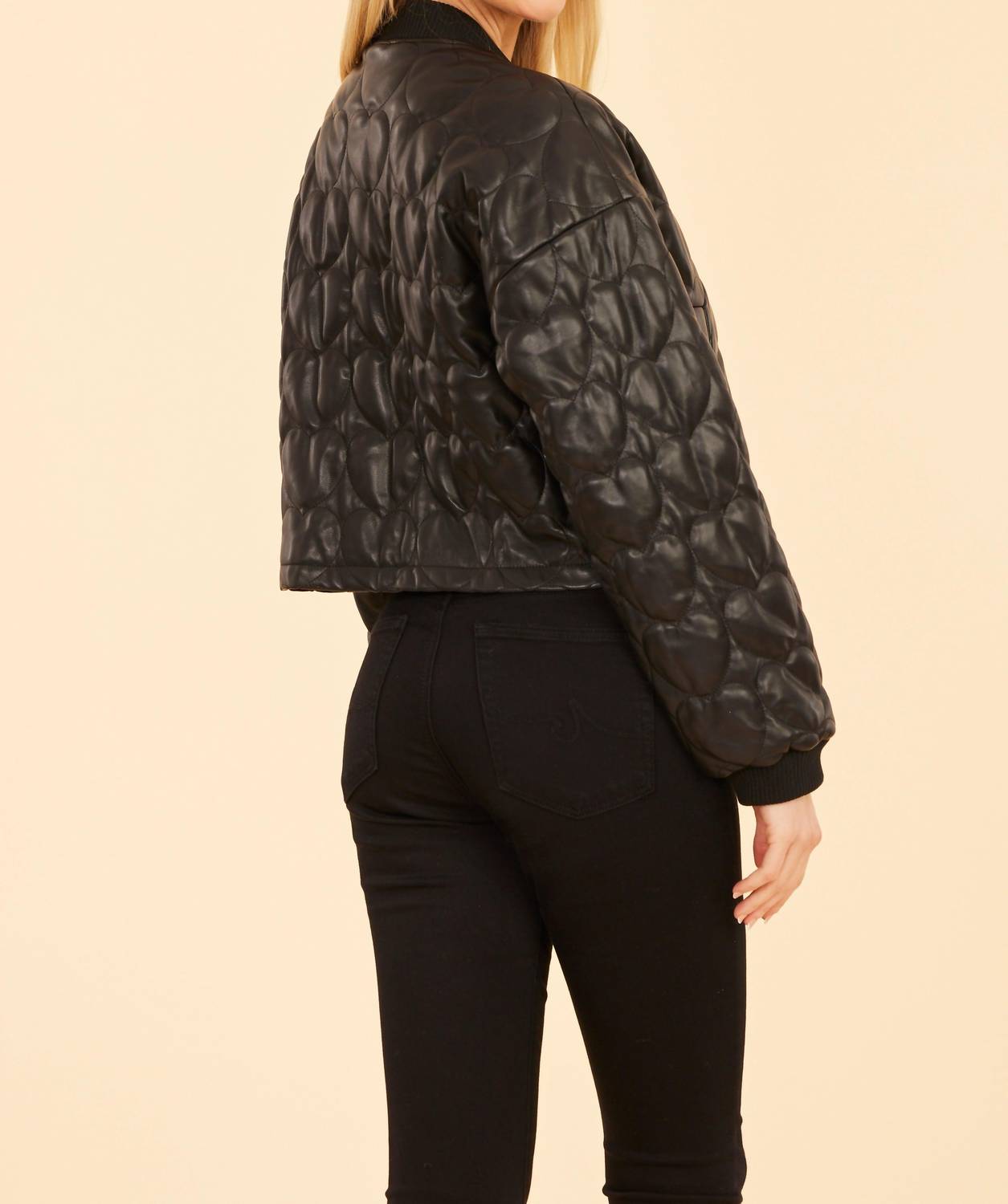 Dolce Cabo - Faux Leather Heart Quilted Jacket
