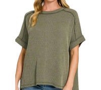 Zenana - Ribbed Round Neck Top