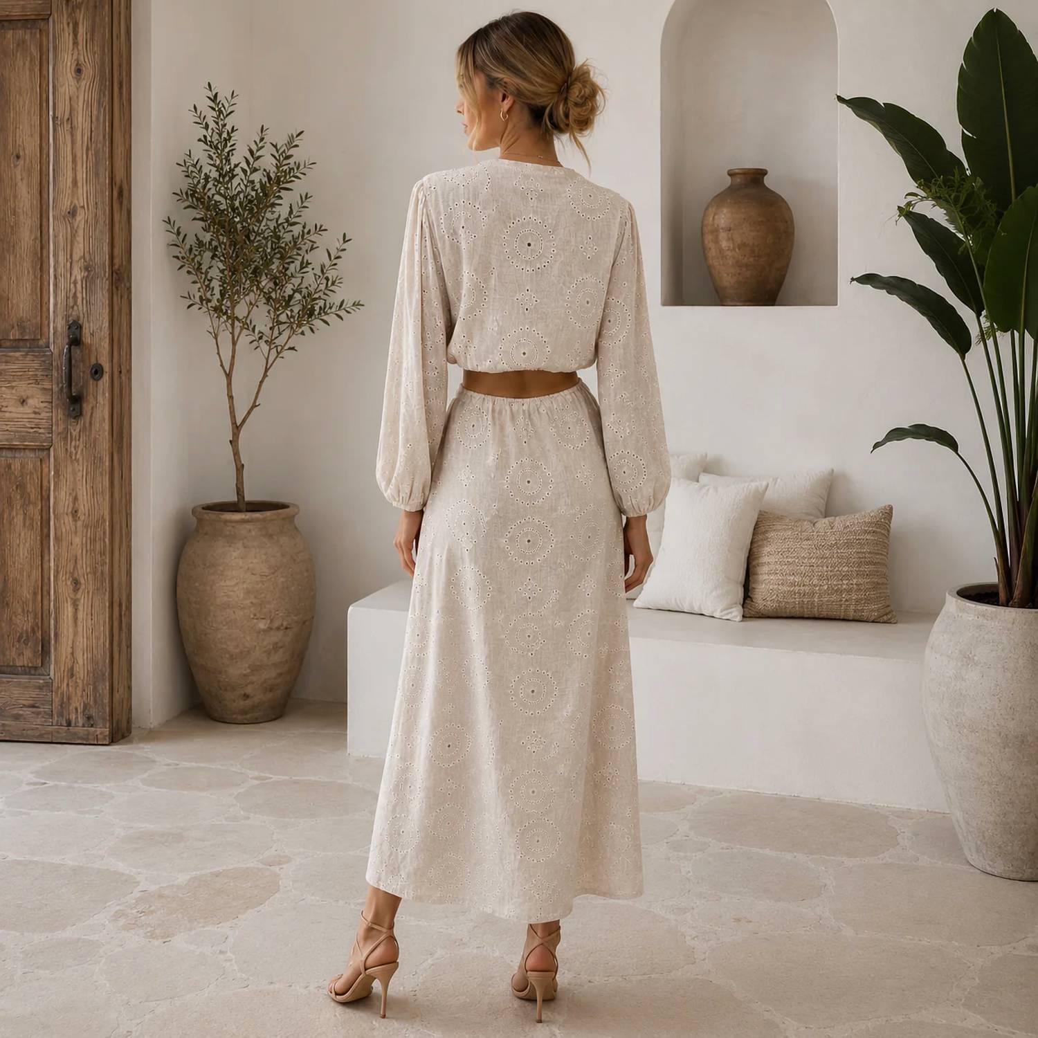Mystery Resort - Amara Eyelet Cutout Midi Dress