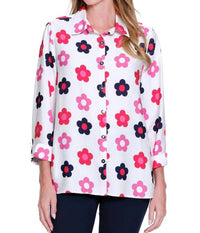 Multiples - Turn-up Cuff 3/4 Sleeve Button Front Shirt